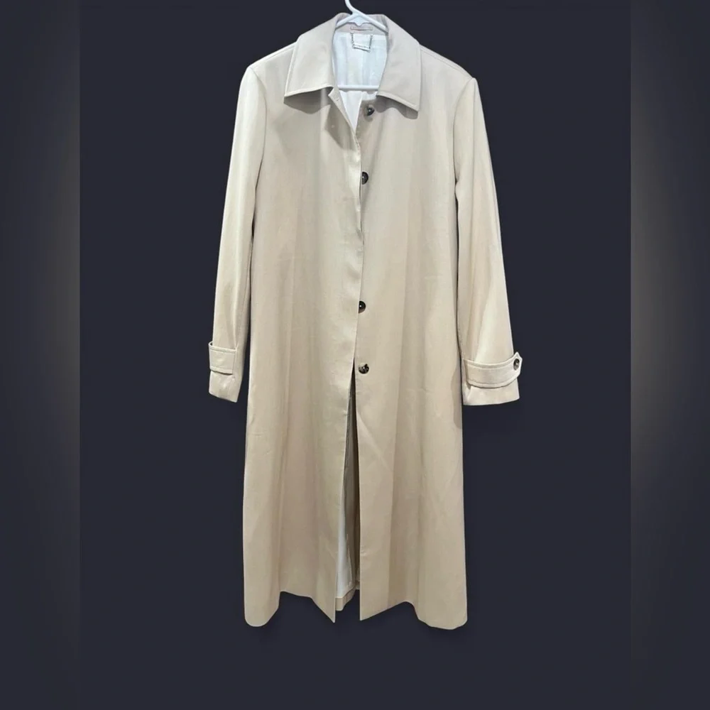 NWOT! Lilysilk | Silk-Wool Blend Water Repellent Classic Trench Coat | Khaki | L - Picture 6 of 13